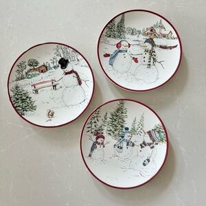 Williams Sonoma Holiday Snowman Dinnerware Set of 3